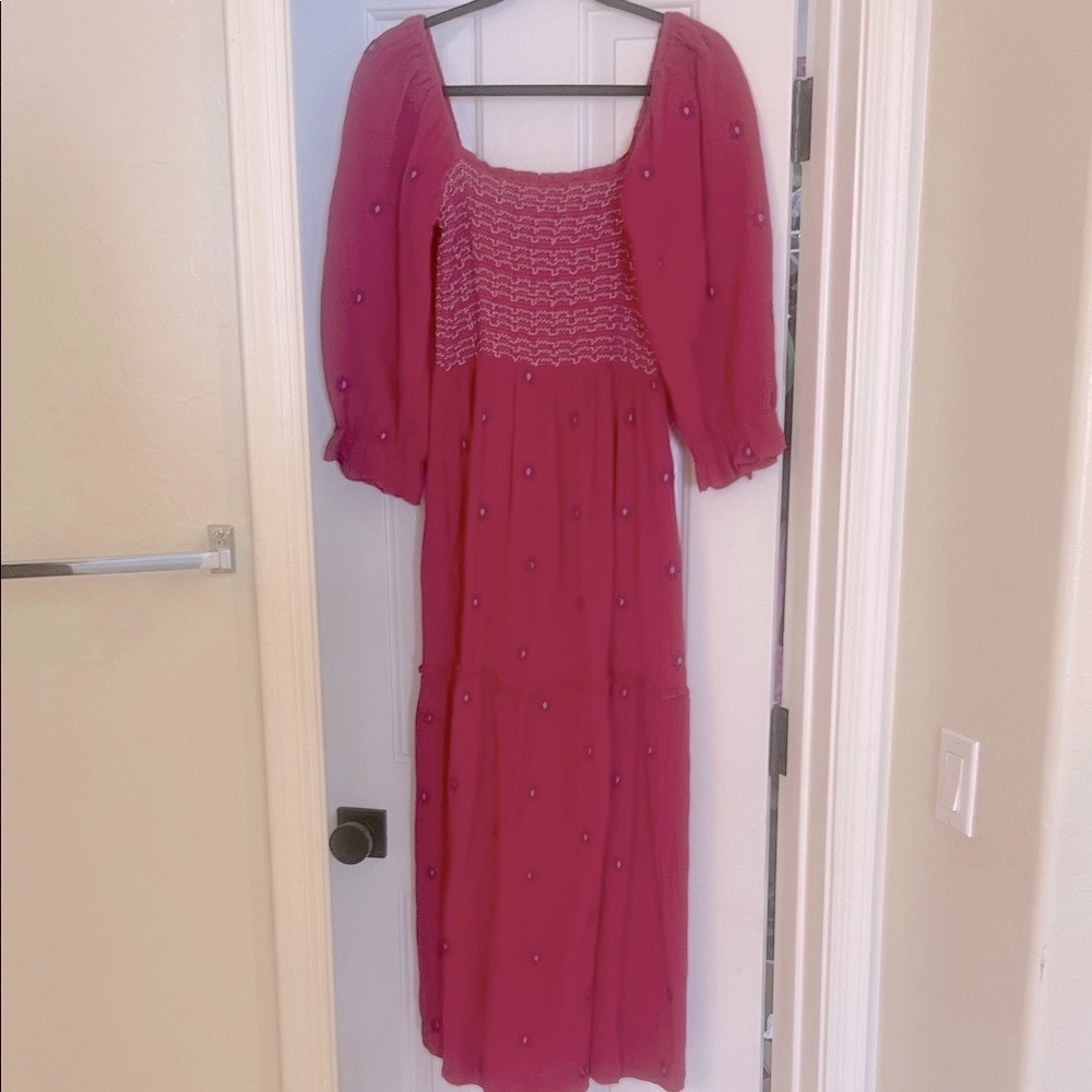 Elegant Red Smocked Dress